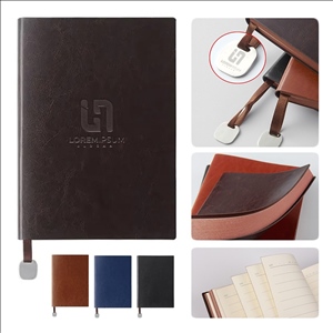 A6 PU Leather Minimalist Business Notebook with Metal Pendant